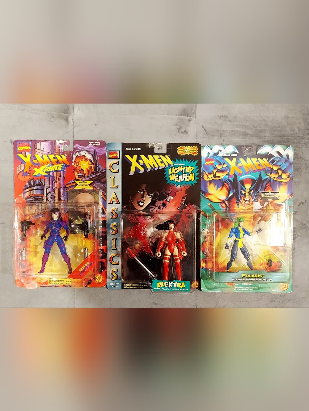 3 NEW X-MEN VINTAGE MAREL X-MEN FEMALE ACTION FIGURES ELECTRA, POLARIS, & DOMINO